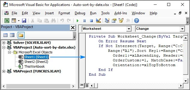 Add macro to the worksheet