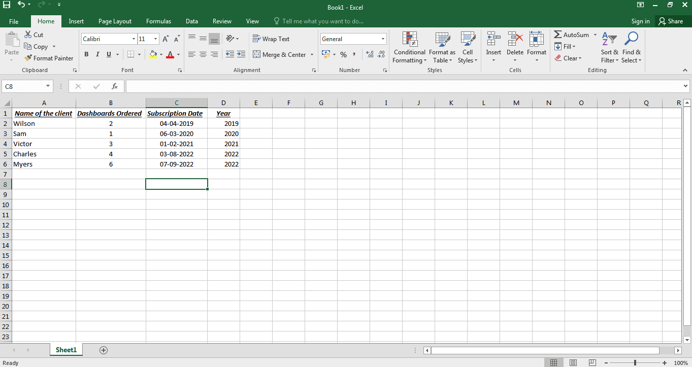 Data sorting by year 3